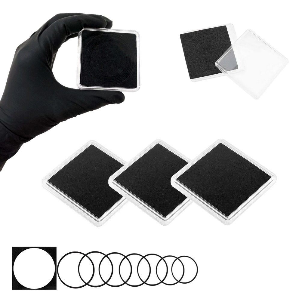 Kit 3 Capsulas Porta Moedas Molde Ajustável Quadrado De Acrílico 65mm Case Coin Holder