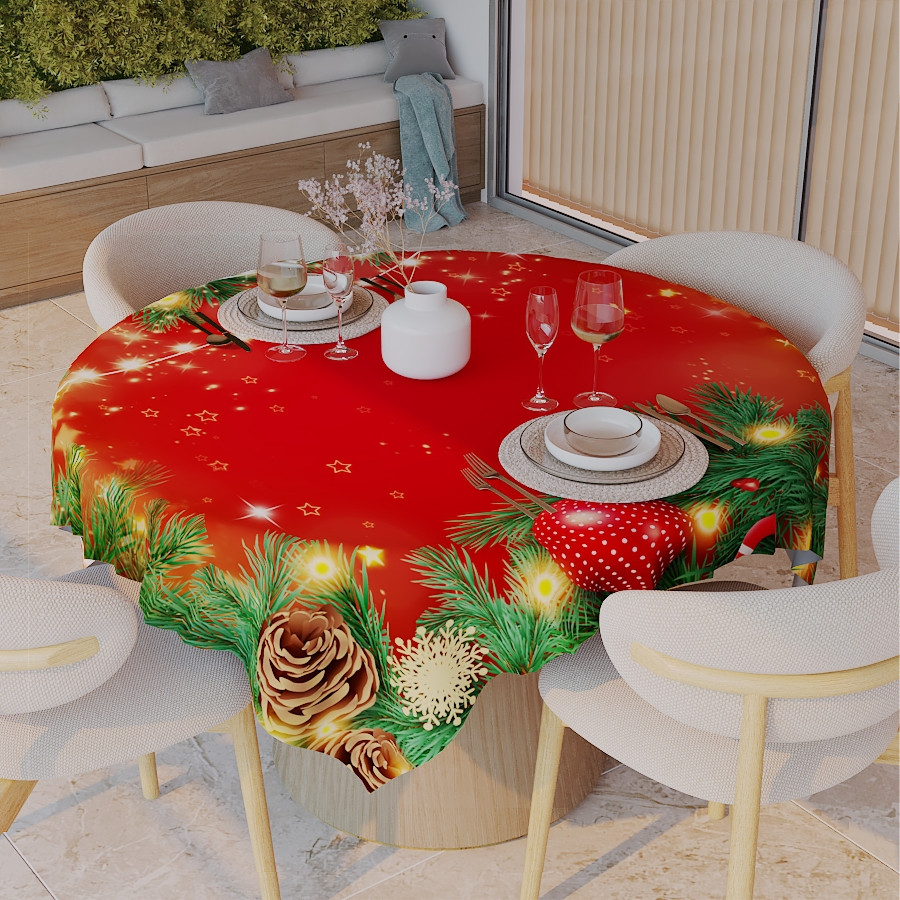 Toalha de Mesa Natal Microfibra 1,45m x 1,45m