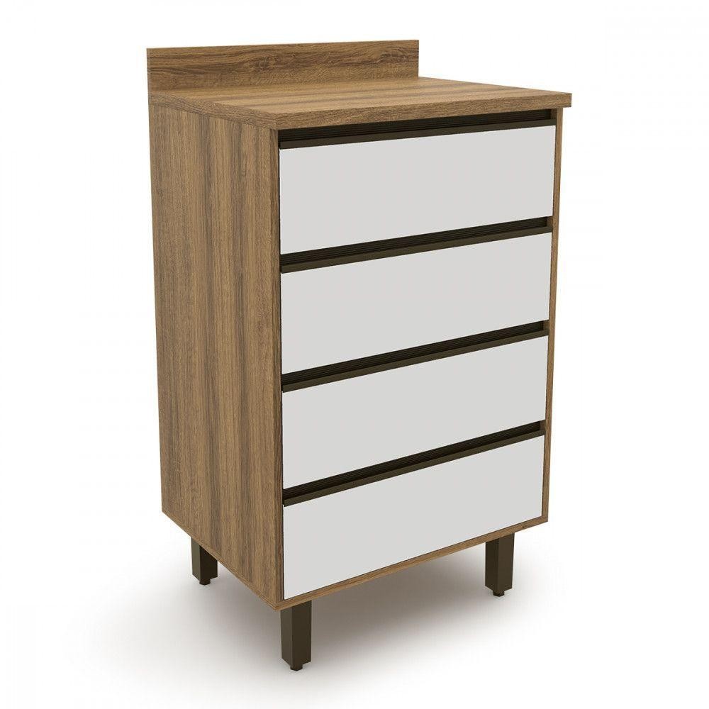 Balcão De Cozinha 4 Gavetas Confort Cinamomo Off White Batro Cinamomo Com Off White em Oferta na Shopee