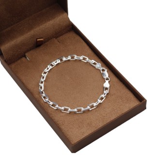 Pulseira de prata 925 masculina Cadeado maciça 5,4mm 20cm em Oferta na Shopee