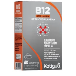 Vitamina B12 Metilcobalamina Dose Máxima Suplemento Alimentar Natural Com 60 Cápsulas
