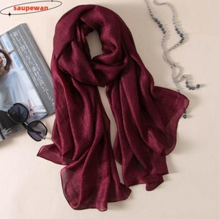 SAUPEWAN Lenço De Linho Feminino , 180x85cm Protetor Solar Bandanas Pure Color Foulard Plus Tamanho Hijab em Oferta na Shopee