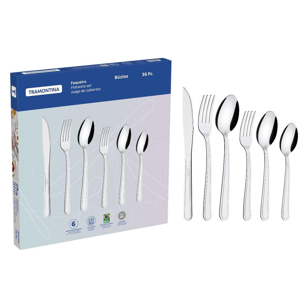Faqueiro Tramontina Aço Inox Buzios 36 Peças em Oferta na Shopee