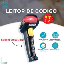 Leitor De Código De Barras Scanner Laser Com ou Sem Fio USB Leitura 1D