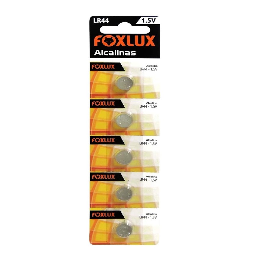 Bateria Alcalina Foxlux 1,5V LR44 5Un | Energia confiável, longa duração, desempenho estável em Oferta na Shopee