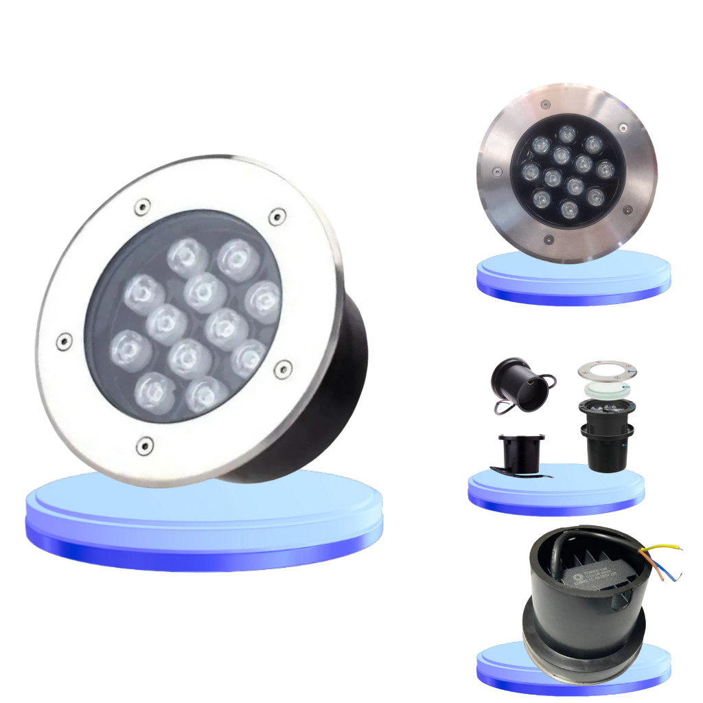 Balizador Spot Led Chão Piso Jardim 12W Embutir Blindado Solo Frio/Quente/Verde Bivolt 110v-220v