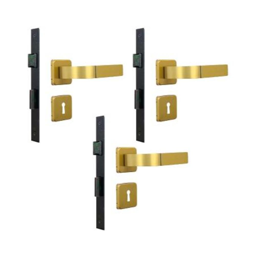 Kit 3 Fechaduras Roseta Módena Bronze Latonado Interna MGM em Oferta na Shopee