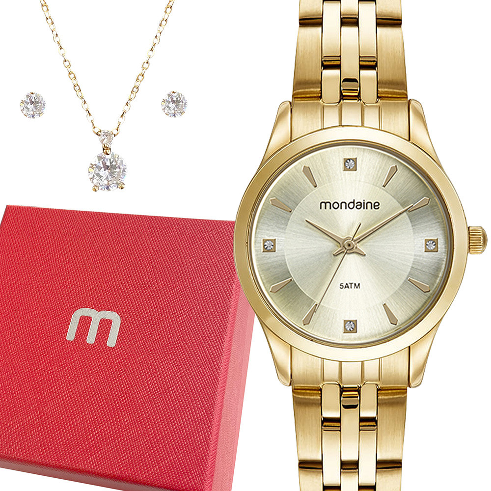 Relógio Feminino Mondaine Dourado Prova Dágua Original Luxo