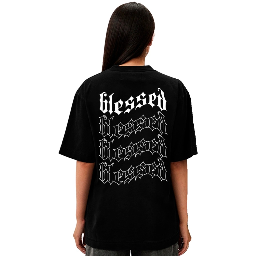Camiseta Oversized Streetwear Masculina Feminina camisa 100% Algodão Religioso Deus Blessed Cristão Yeshua