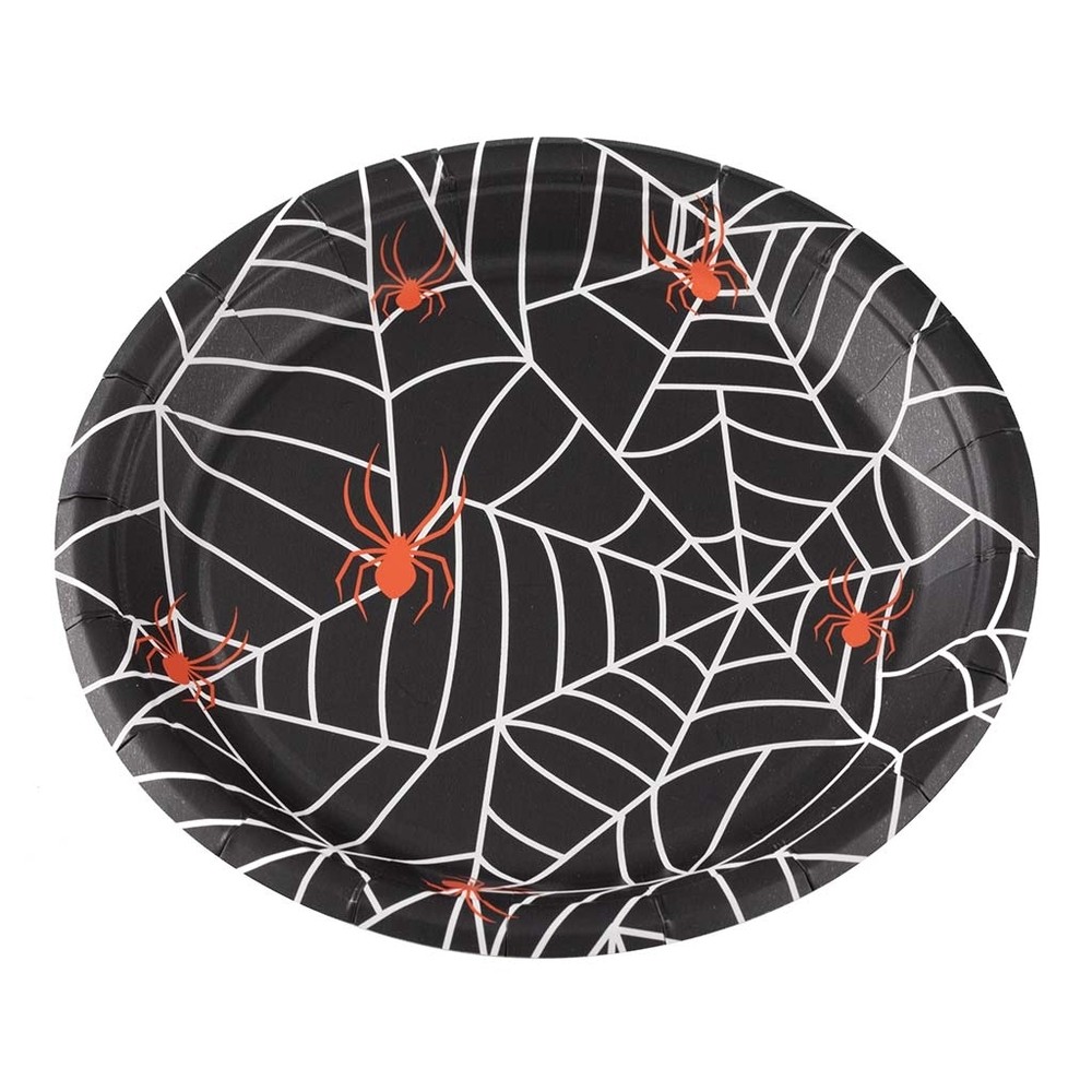 Halloween Prato Papel Teia Aranha 18cm c/10 - Silver Festas