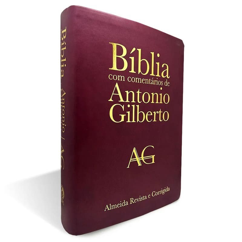 Bíblia de Estudo com Comentários de António Gilberto | Grande | Luxo | Vinho