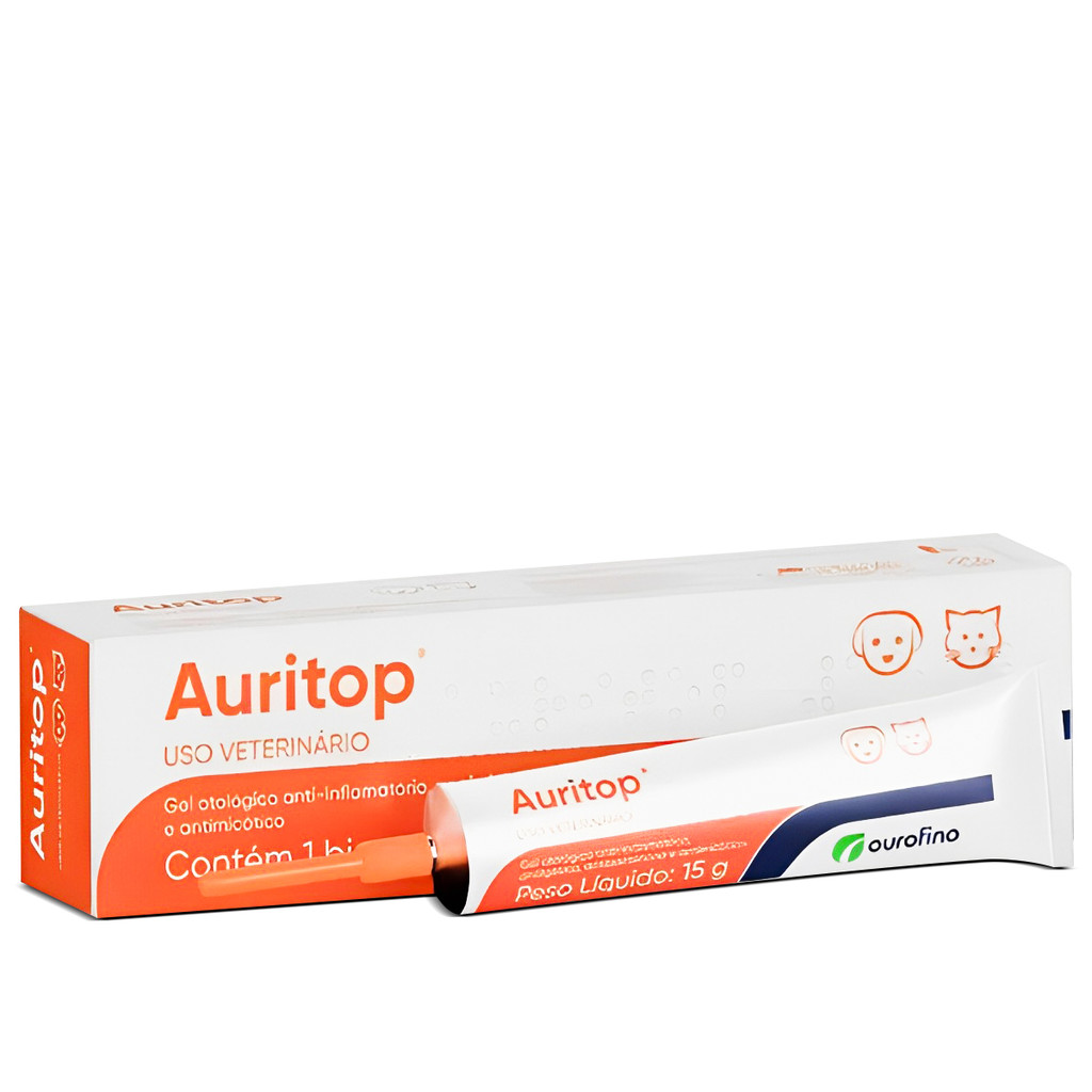 Auritop Otológico 15g - Tratamento de otites agudas e crônicas em cães e gatos - Ouro Fino - Pets