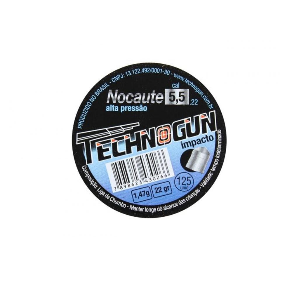 Chumbinho Technogun Nocaute Impacto 5,5mm Com 125uni em Oferta na Shopee