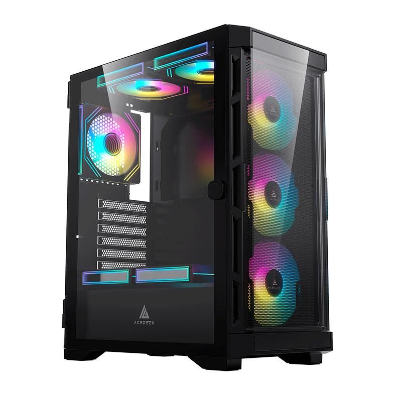 Gabinete Gamer Acegeek ERA E451, Mid-Tower, Lateral de Vidro, Preto, AG-ERA-E451-BK