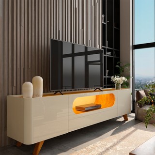 Rack para TV até 85 Polegadas com LED com Pés Madeira 210cm 100% MDF Nobre em Oferta na Shopee