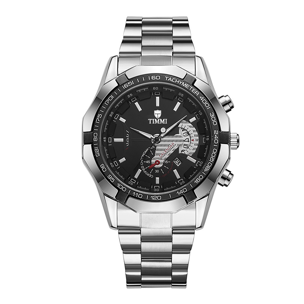 Relógio de Pulso Masculino Quartz à Prova d'Água com Pulseira de Aço Inoxidável