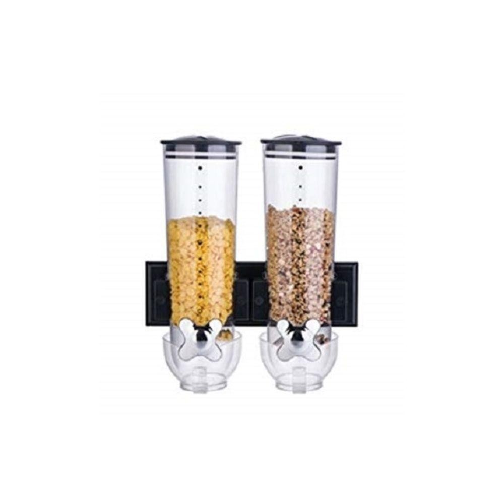 DISPENSER DUPLO PARA CEREAIS DE PAREDE 2 POTES PORTA ALIMENTOS LUXO