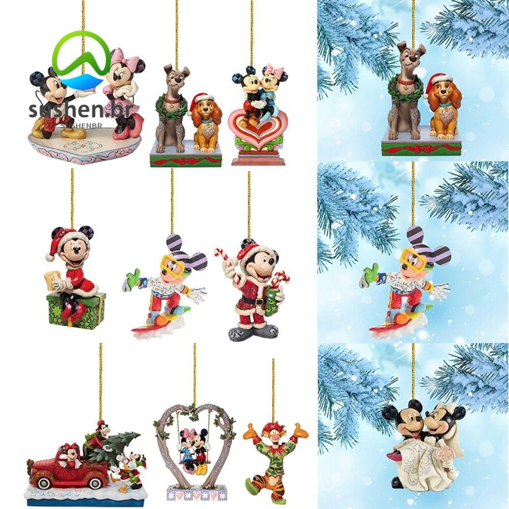 Ornamento De Natal Do Mickey Mouse SUSBR , Decoração De Árvore Pingente De Acrílico Pendurado , Desenho De Festa Engraçado Minnie Anime Figura Enfeites De Carro