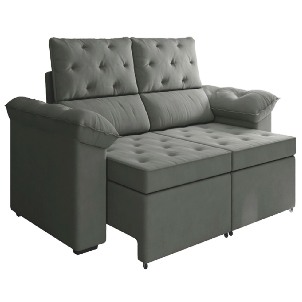 Sofá Retrátil 2 Lugares 1,50m Inglaterra Suede Cinza Selmer - Home & Living