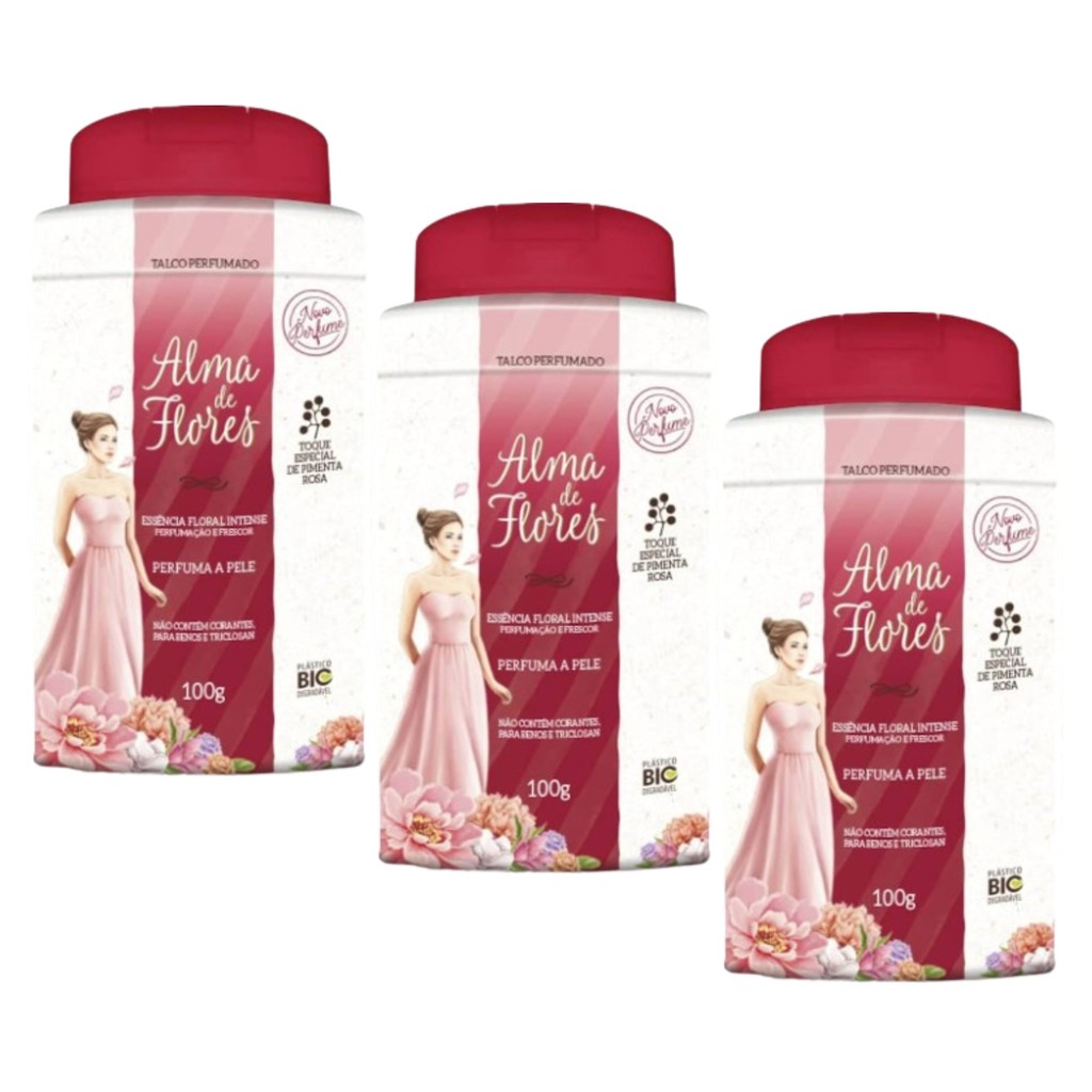 Kit 3 Talco Alma De Flores Floral Intense 100G - Memphis