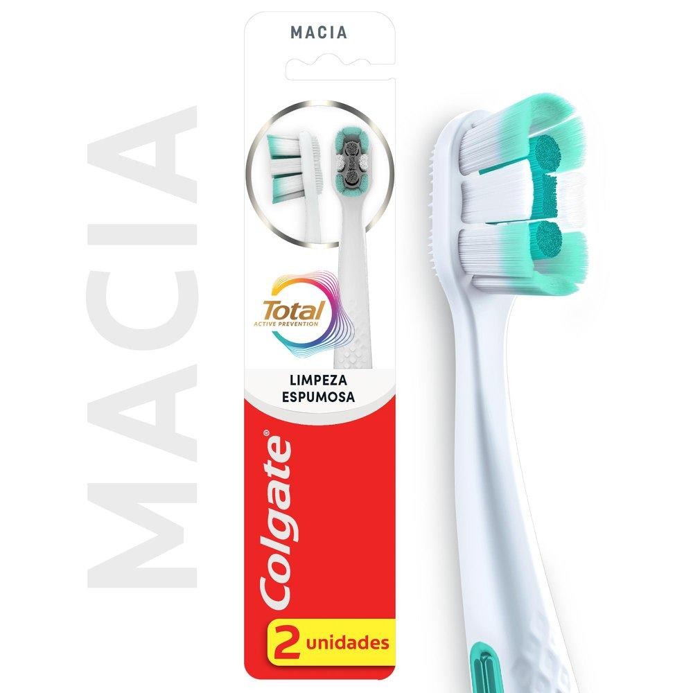 Escova Dental Colgate Total Limpeza Espumosa Suave 2 unidades