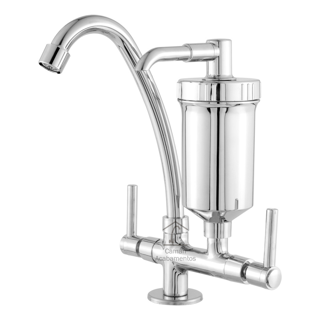 Torneira Para Cozinha Bancada Com Filtro Metal Cromada