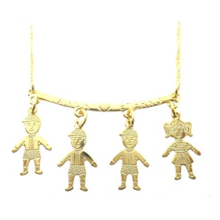 Corrente E Pingente Canga Três Meninos E Uma Menina Folheado REF:02DM em Oferta na Shopee