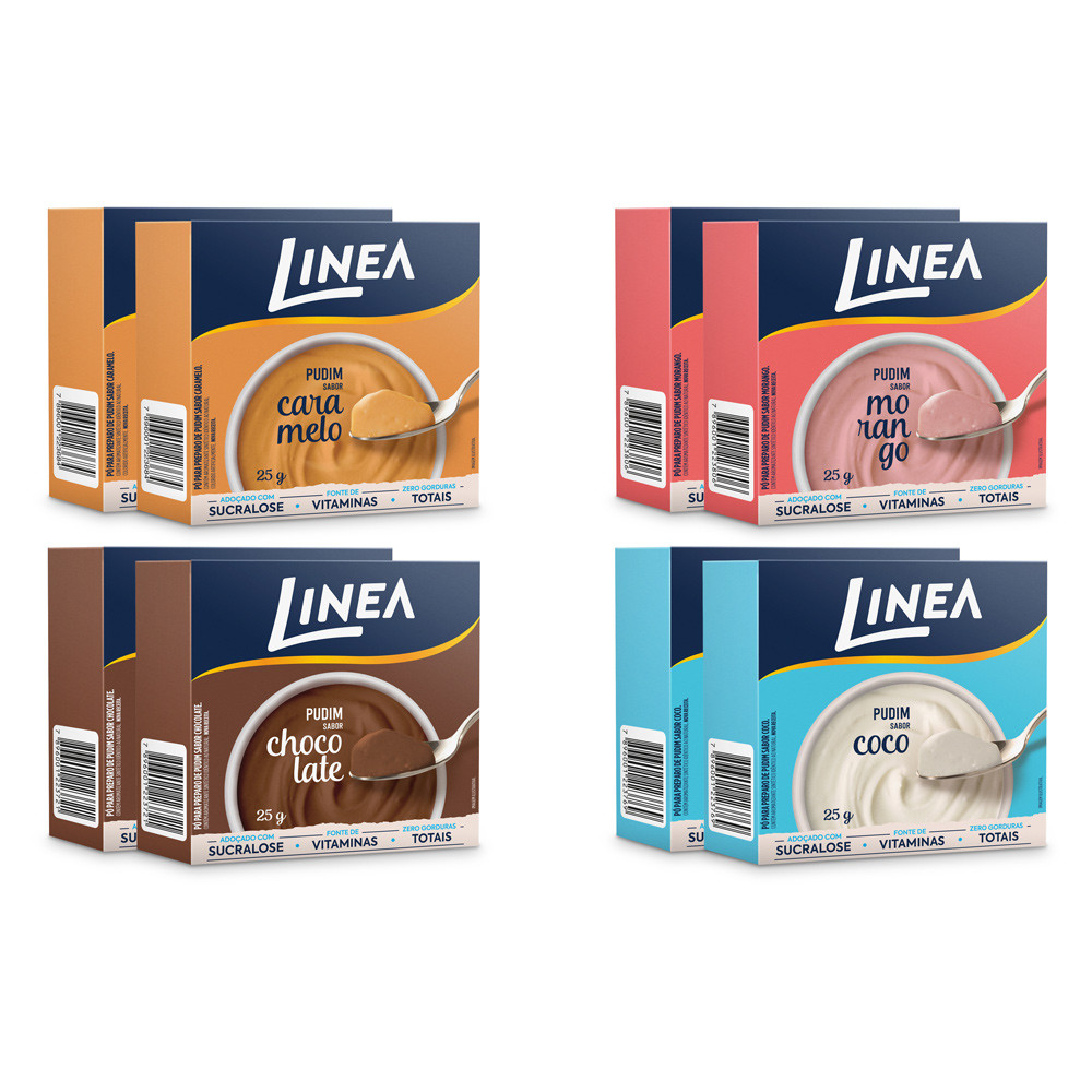 Kit 8 Pudins Linea Sabores Chocolate, Coco, Caramelo e Morango em Oferta na Shopee