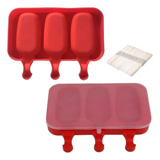 Kit 2 Forma Molde Para Sorvete Picolé Silicone C/ Tampa mais 100 Palitos 6 Sorvete em Oferta na Shopee