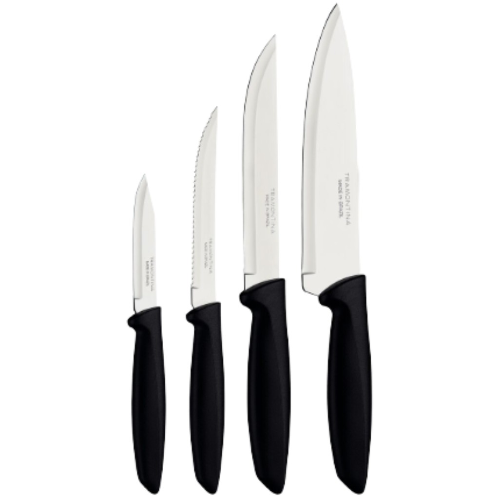 Jogo Facas Tramontina Plenus 4 Peças Inox Preto Cozinha Polipropileno Original em Oferta na Shopee
