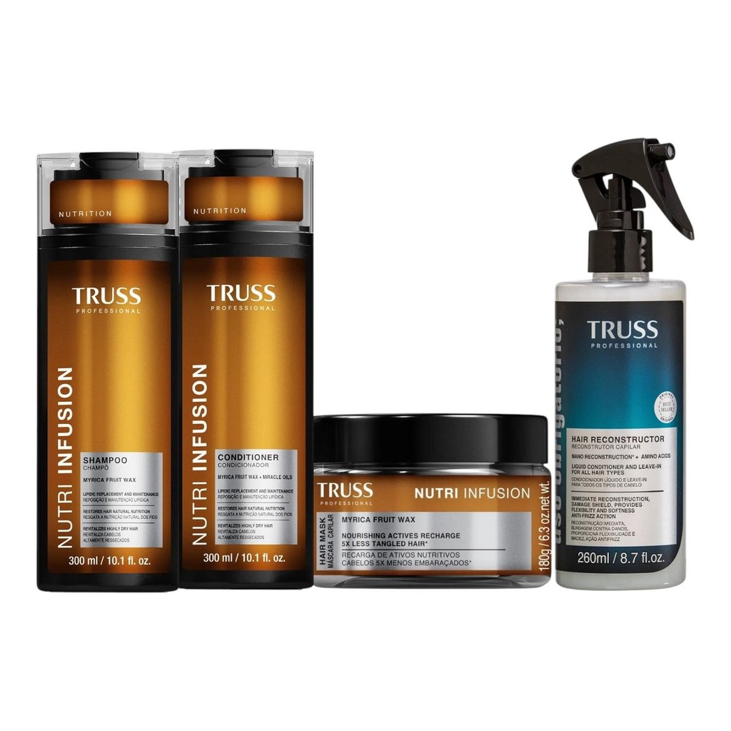 Kit Truss Nutri Infusion - Shampoo 300ml + Condicionador 300ml + Máscara 180g + Uso Obr. Reconstrutor Capilar 260ml