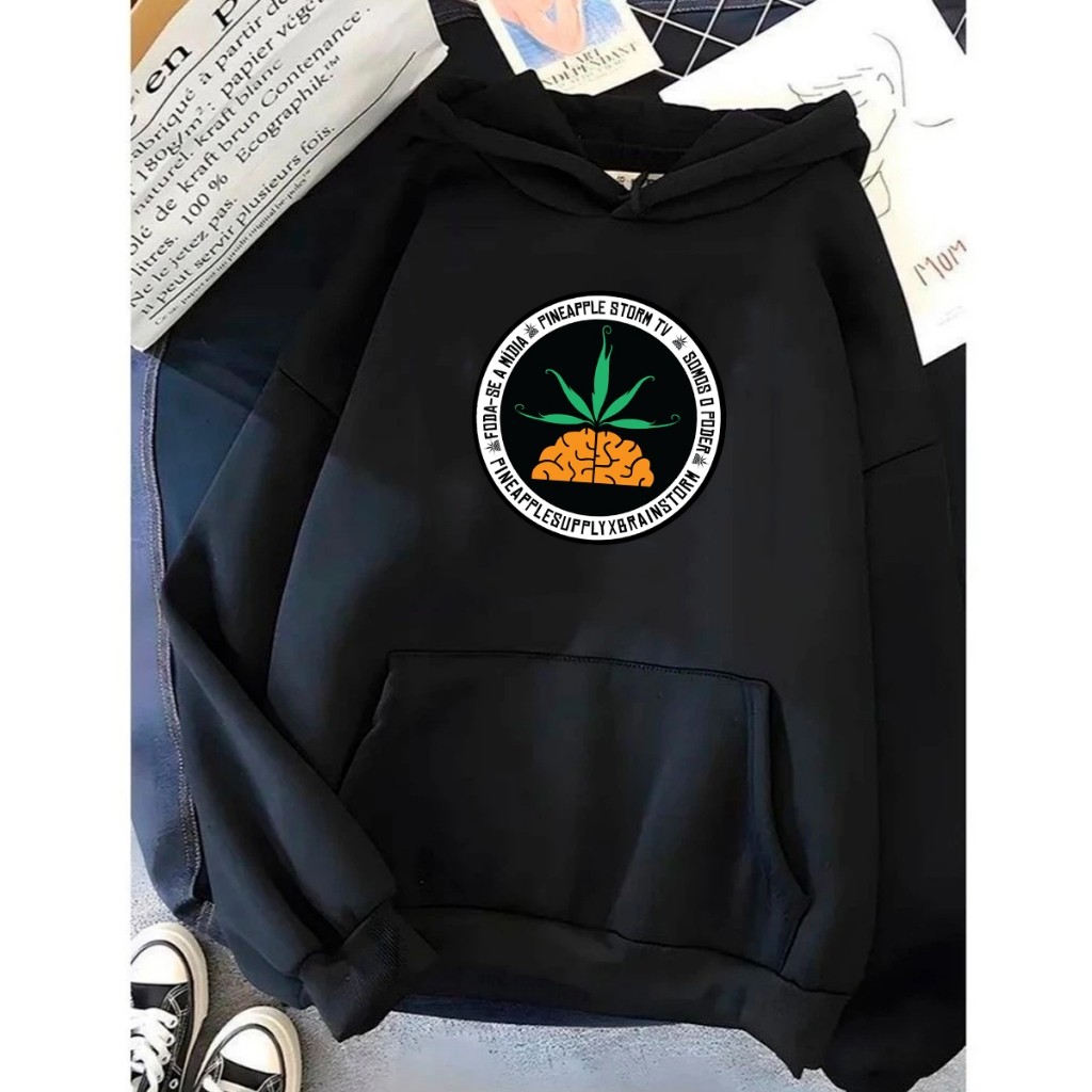 Blusa Canguru Inverno Capote Moletom Capote Unissex C/ Capuz Pineapple Poesia Acustica Musica Hip-Hop Casual Exclusivo