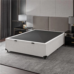 Cama Box Baú Base Casal Para Colchão De 1,38m Linho Prince