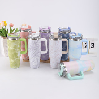 Copo Térmico Aço Inox 1200 Ml Com Alça e canudo personalizados nuvens e cores em Oferta na Shopee