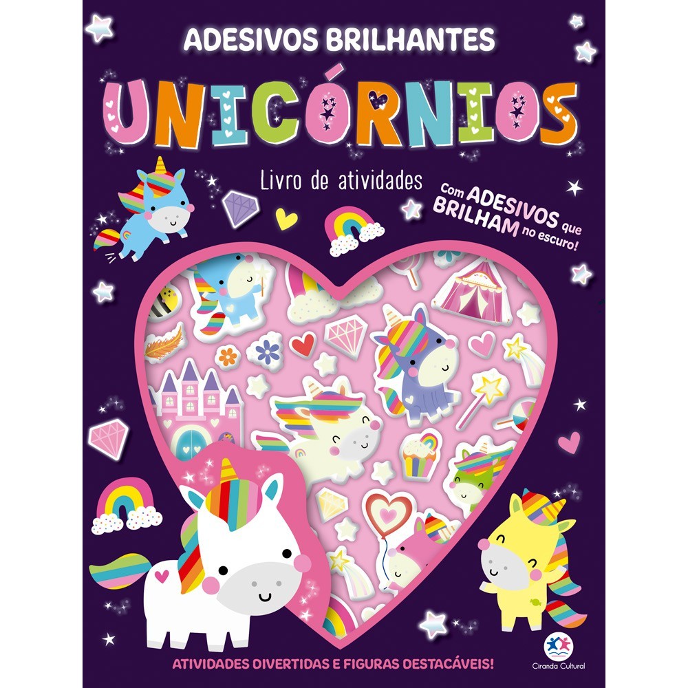 Livro Adesivos Adesivos que Brilham no Escuro Unicórnios em Oferta na Shopee