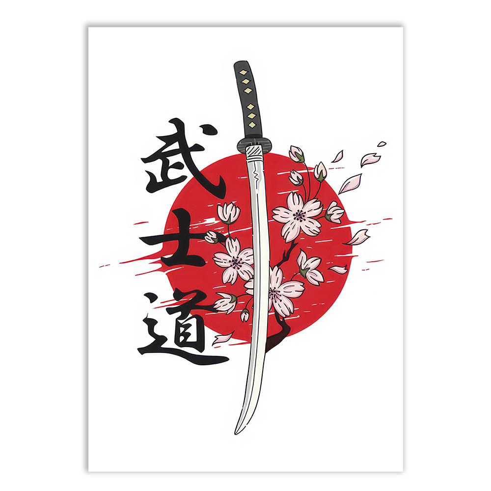 Placa Decorativa Espada Katana Ilustração Decoração Poster Quarto Sala