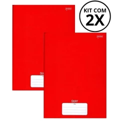 Kit Com 2 Caderno Brochura 80 Fls Pautado Capa Dura - Stiff COR:VERMELHO
