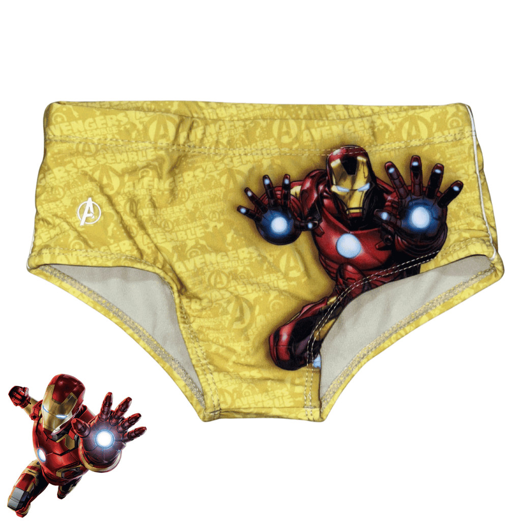 Cueca Sunga Homem de Ferro Amarela Iron Man Super-Herói