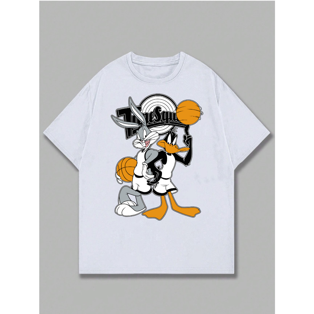 Camiseta Coelho e Pato Jogando Basquete Camisa Masculina Algodão Blusa Feminina