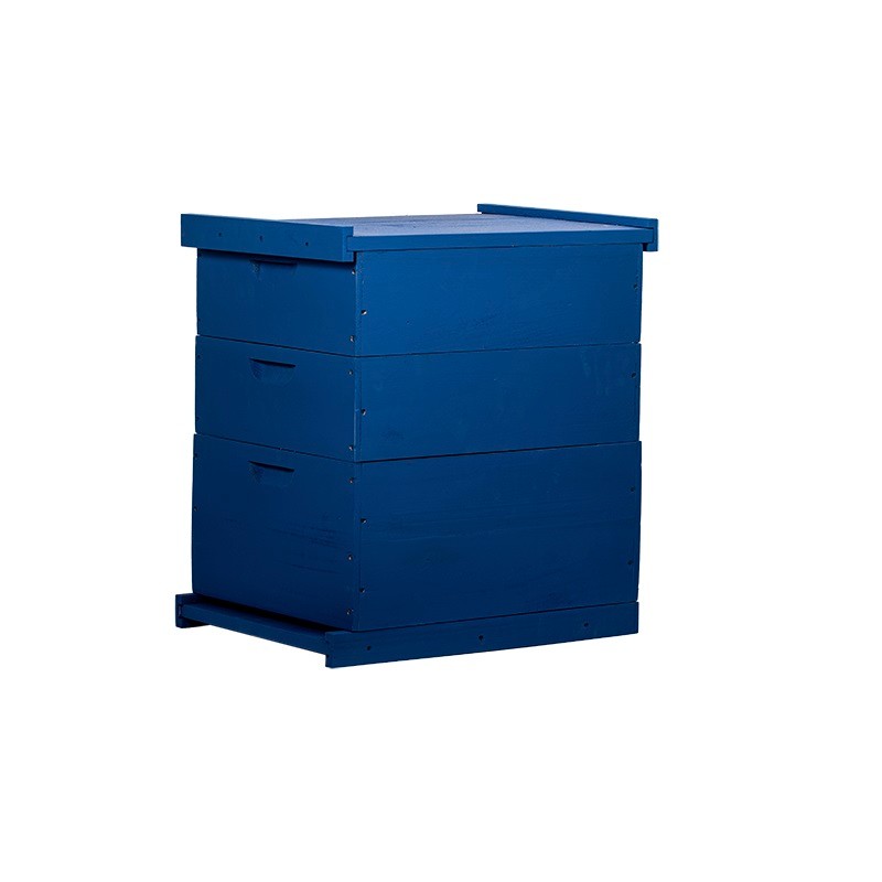 Caixa Para Abelhas Padrão Langstroth Em Eucalipto Com 2 Melgueiras Com Quadros Sem Arame Cor Azul