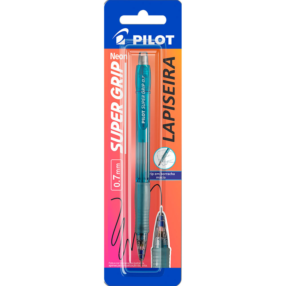Lapiseira 0.7mm Super Grip Azul Neon H-187 com 1 unidade Pilot