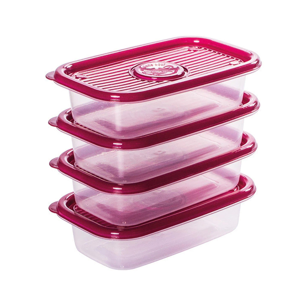 Kit 4 Potes Plasútil Pop 520ml com Tampa Colorida | BPA Free, Vai ao Micro-ondas, Freezer e Lava-Louças