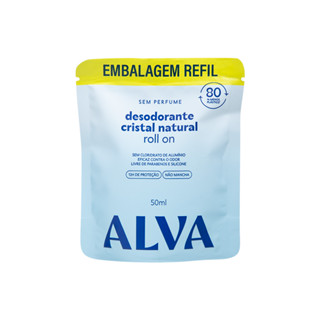 Refil Desodorante Roll On Cristal Natural Sem Perfume 50ml Alva em Oferta na Shopee