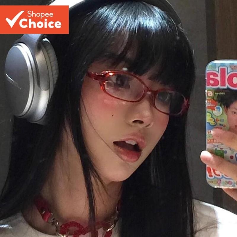 Óculos De Sol Y2K Vintage Estreito Retângulo Vermelho Lente Transparente Para Mulheres Meninas Ao Ar Livre