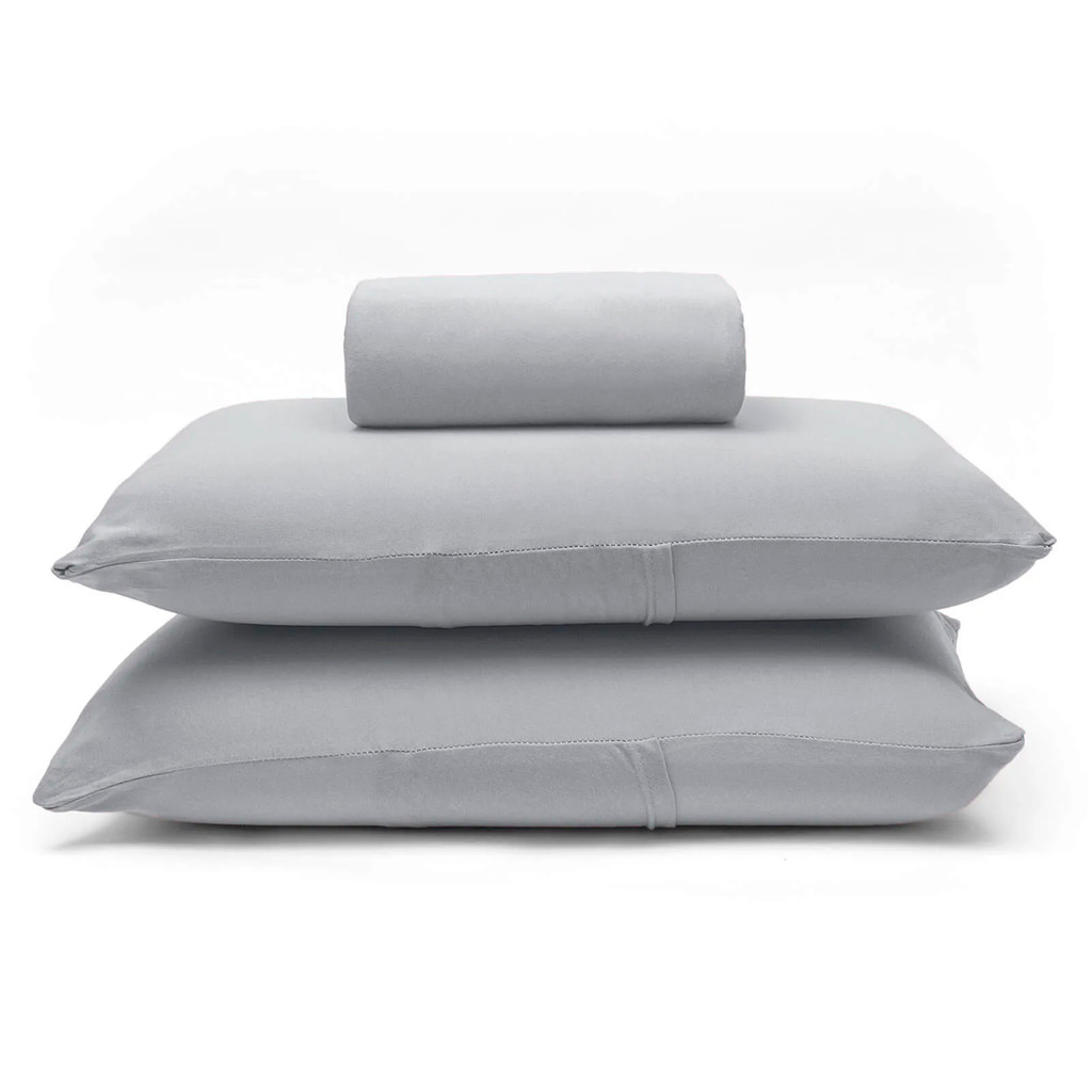 Jogo de Cama Buettner Queen Malha 100% Algodão Basic Liso 3 Peças Prata