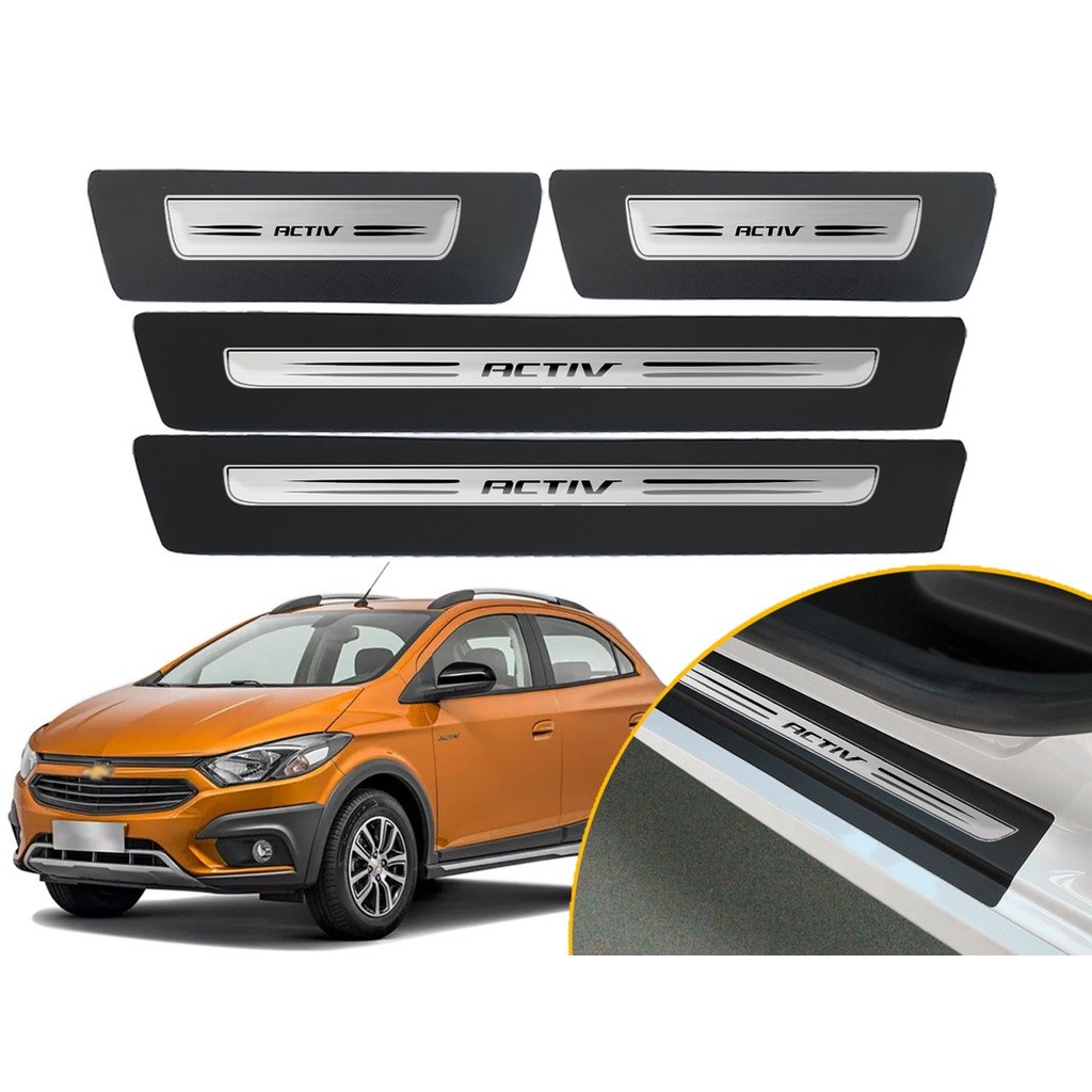 Jogo De Soleira Resinada Porta Modelo Drop Chevrolet Onix Activ 2016 2017 2018 2019