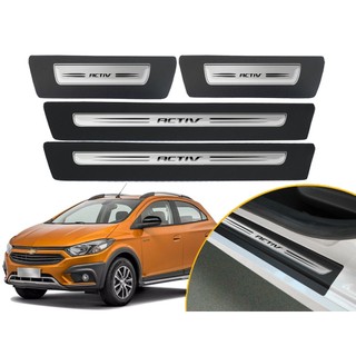 Jogo De Soleira Resinada Porta Modelo Drop Chevrolet Onix Activ 2016 2017 2018 2019