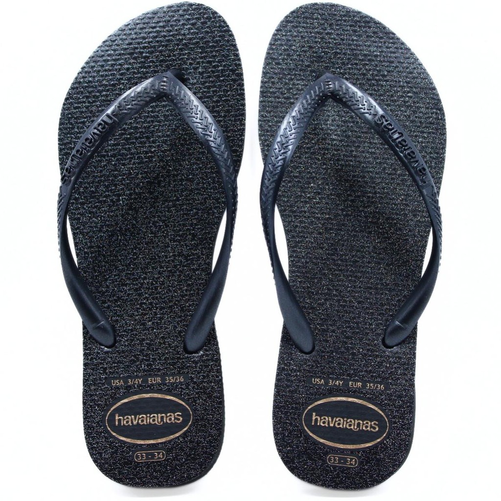 Chinelo Havaianas Slim Gloss Brilho Feminino - Preto em Oferta na Shopee