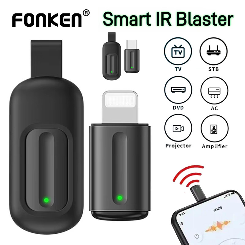 Fonkne Smart Controle Remoto Infravermelho Tipo-C/iOS com Controle por Aplicativo para Smartphone Mini Adaptador para