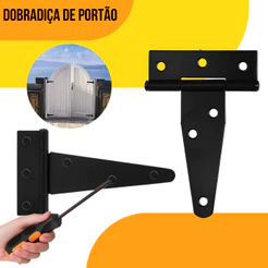 Dobradiça de Portão Tipo T — Robusta e Durável para Portões de Madeira e Metal